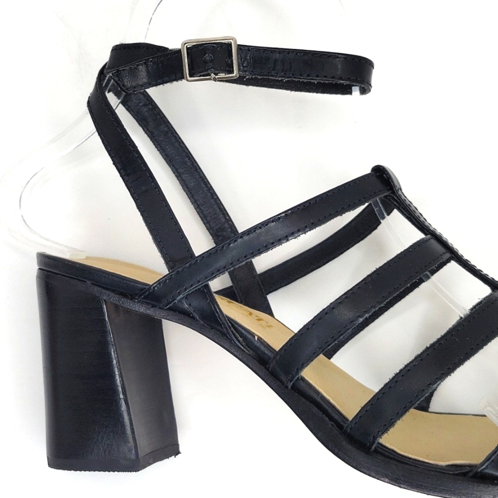 Black Leather High Heel Sandals Ankle Strap Made in Brazil 6 - Picture 9 of 16
